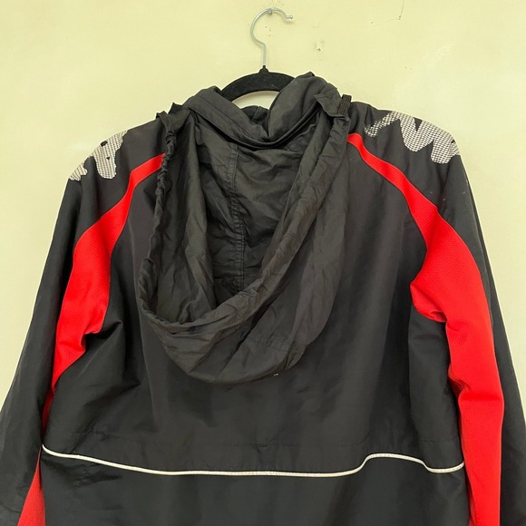 Kappa Mens Black Red Zip Up Athletic Jacket Size Large Hooded - Picture 6 of 10